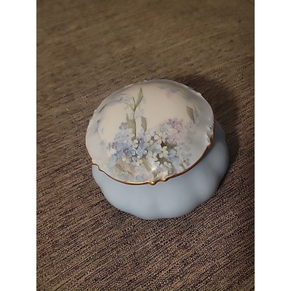 Vtg Limoges Blue Floral Trinket Box Jean Pouyat J.P.L. France Lilac Antique?